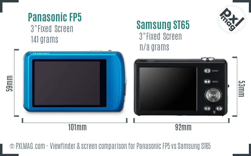 Panasonic FP5 vs Samsung ST65 Screen and Viewfinder comparison