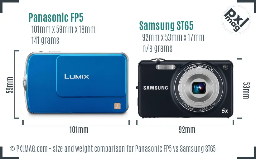 Panasonic FP5 vs Samsung ST65 size comparison
