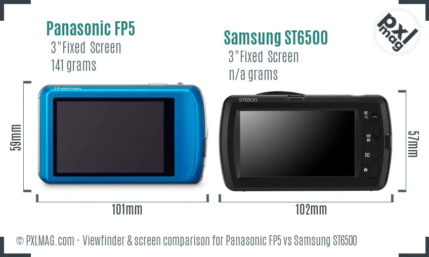 Panasonic FP5 vs Samsung ST6500 Screen and Viewfinder comparison