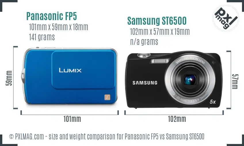 Panasonic FP5 vs Samsung ST6500 size comparison