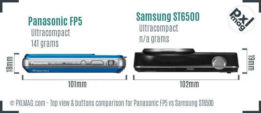 Panasonic FP5 vs Samsung ST6500 top view buttons comparison