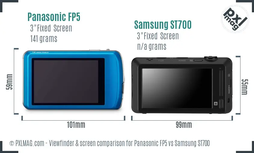 Panasonic FP5 vs Samsung ST700 Screen and Viewfinder comparison