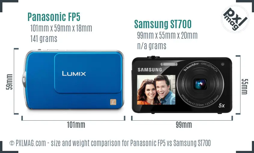 Panasonic FP5 vs Samsung ST700 size comparison