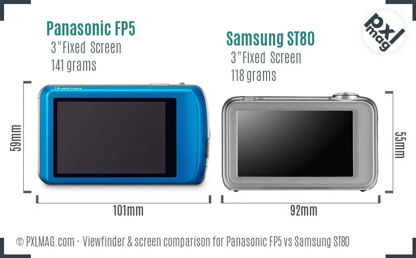 Panasonic FP5 vs Samsung ST80 Screen and Viewfinder comparison