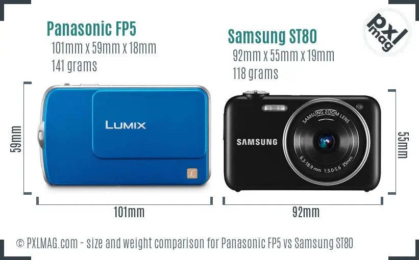 Panasonic FP5 vs Samsung ST80 size comparison