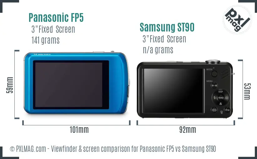 Panasonic FP5 vs Samsung ST90 Screen and Viewfinder comparison
