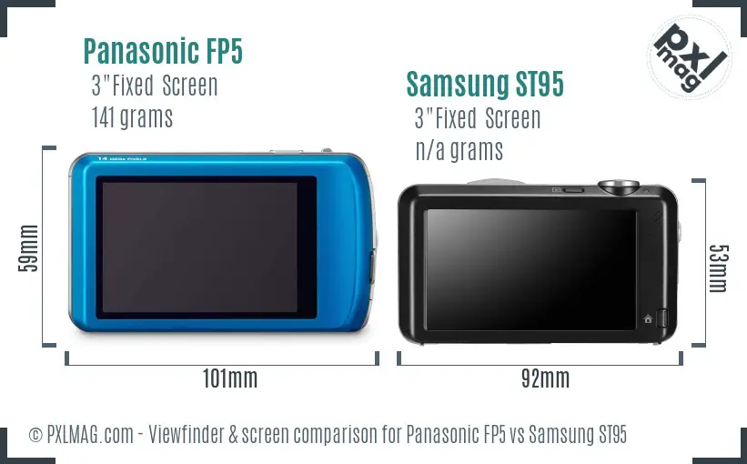 Panasonic FP5 vs Samsung ST95 Screen and Viewfinder comparison