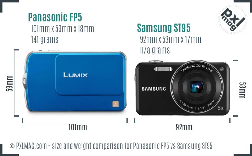 Panasonic FP5 vs Samsung ST95 size comparison
