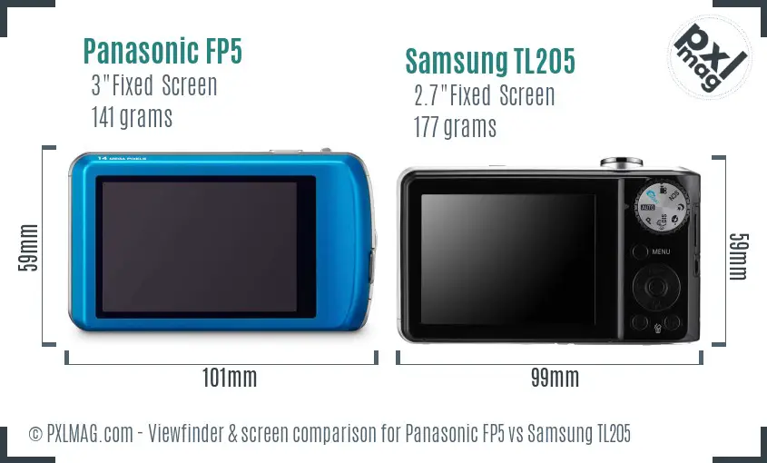 Panasonic FP5 vs Samsung TL205 Screen and Viewfinder comparison