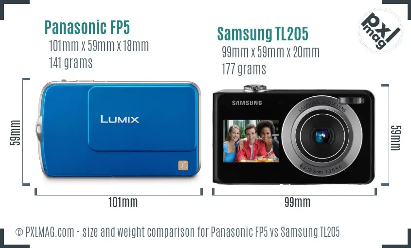 Panasonic FP5 vs Samsung TL205 size comparison