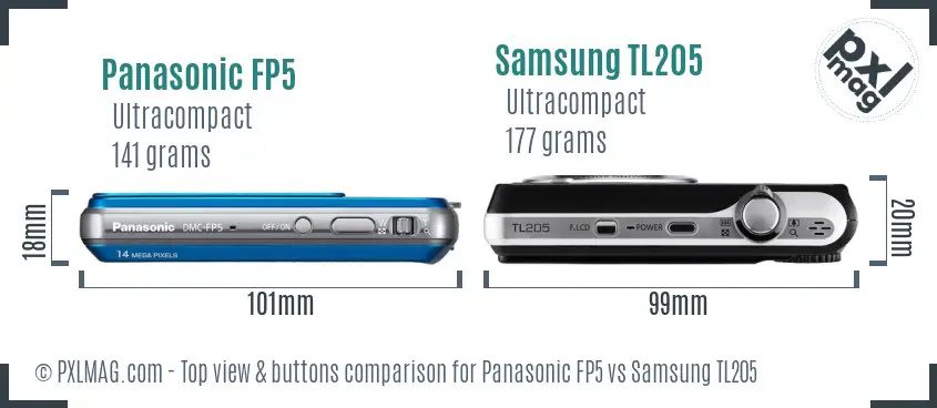 Panasonic FP5 vs Samsung TL205 top view buttons comparison