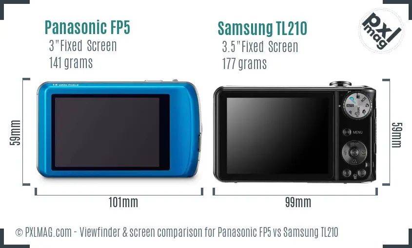 Panasonic FP5 vs Samsung TL210 Screen and Viewfinder comparison
