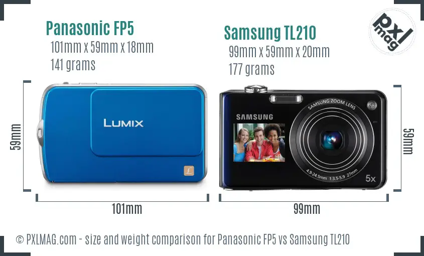 Panasonic FP5 vs Samsung TL210 size comparison