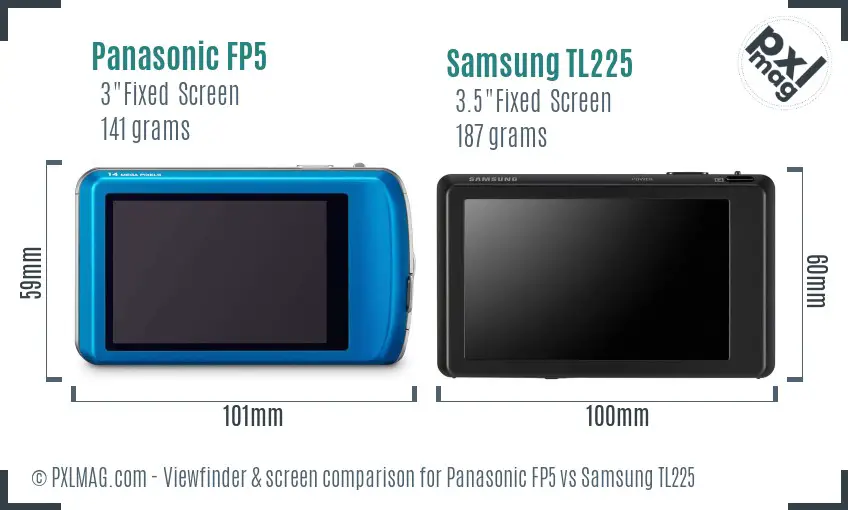Panasonic FP5 vs Samsung TL225 Screen and Viewfinder comparison