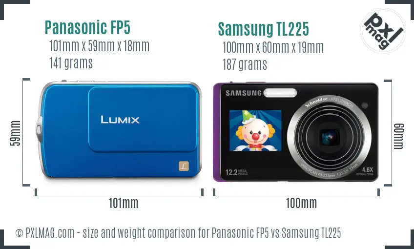 Panasonic FP5 vs Samsung TL225 size comparison