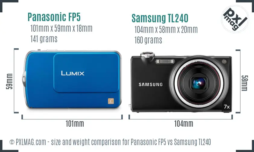Panasonic FP5 vs Samsung TL240 size comparison