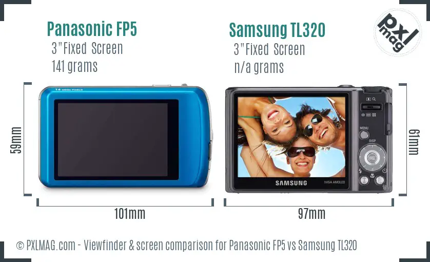 Panasonic FP5 vs Samsung TL320 Screen and Viewfinder comparison
