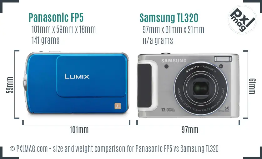 Panasonic FP5 vs Samsung TL320 size comparison