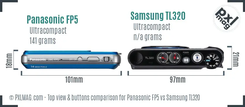 Panasonic FP5 vs Samsung TL320 top view buttons comparison