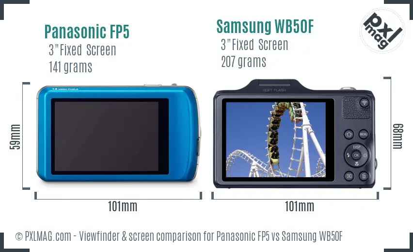 Panasonic FP5 vs Samsung WB50F Screen and Viewfinder comparison