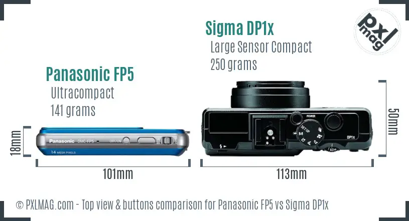 Panasonic FP5 vs Sigma DP1x top view buttons comparison