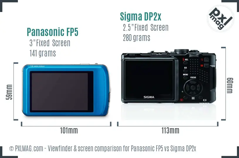 Panasonic FP5 vs Sigma DP2x Screen and Viewfinder comparison