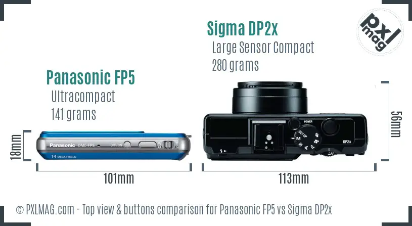 Panasonic FP5 vs Sigma DP2x top view buttons comparison