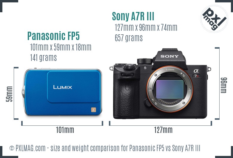 Panasonic FP5 vs Sony A7R III size comparison