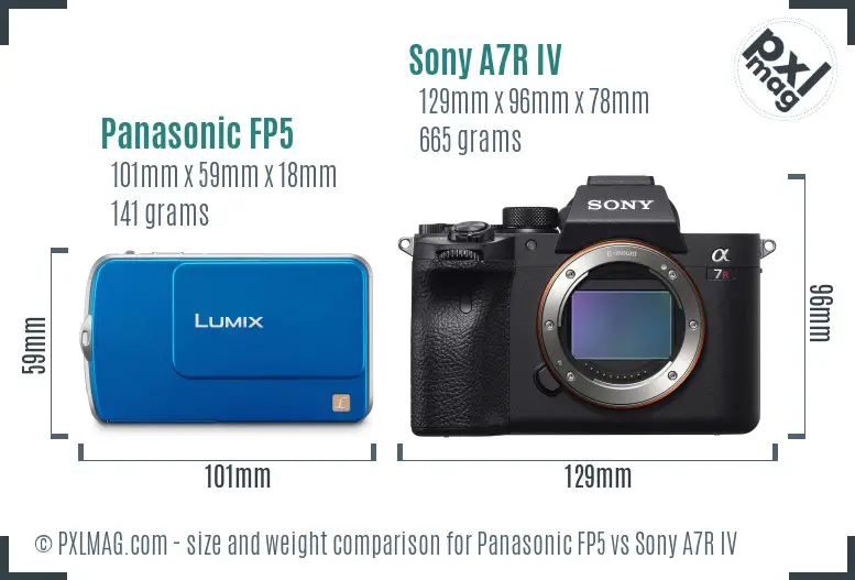 Panasonic FP5 vs Sony A7R IV size comparison