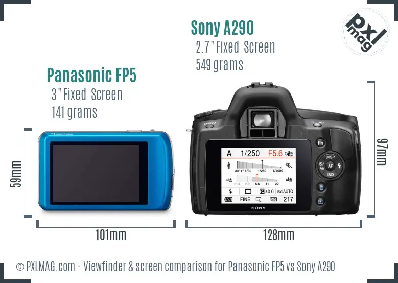 Panasonic FP5 vs Sony A290 Screen and Viewfinder comparison
