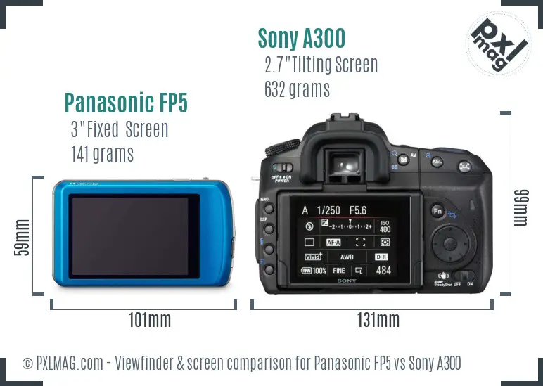 Panasonic FP5 vs Sony A300 Screen and Viewfinder comparison