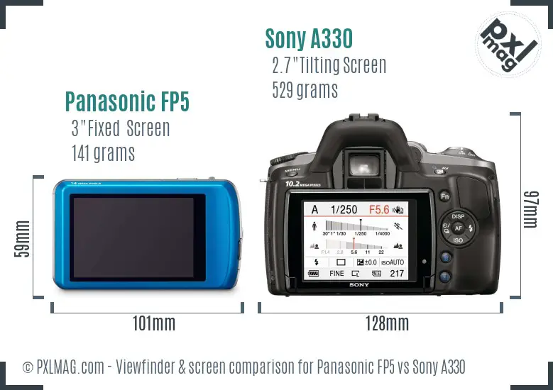 Panasonic FP5 vs Sony A330 Screen and Viewfinder comparison