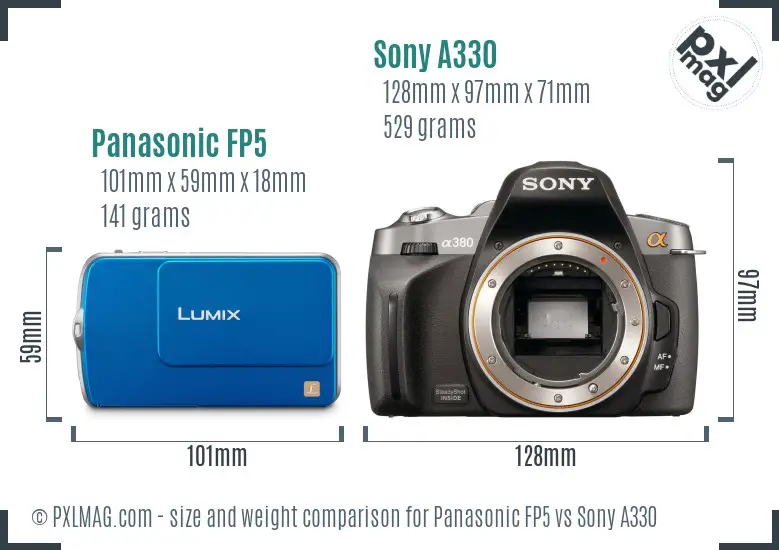 Panasonic FP5 vs Sony A330 size comparison