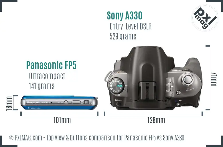 Panasonic FP5 vs Sony A330 top view buttons comparison