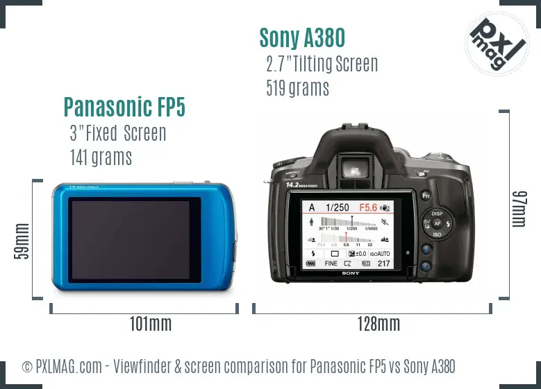 Panasonic FP5 vs Sony A380 Screen and Viewfinder comparison