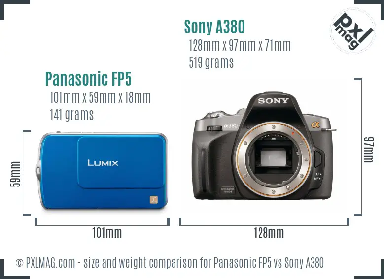 Panasonic FP5 vs Sony A380 size comparison