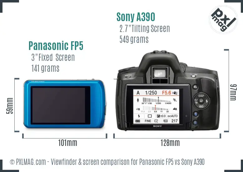 Panasonic FP5 vs Sony A390 Screen and Viewfinder comparison