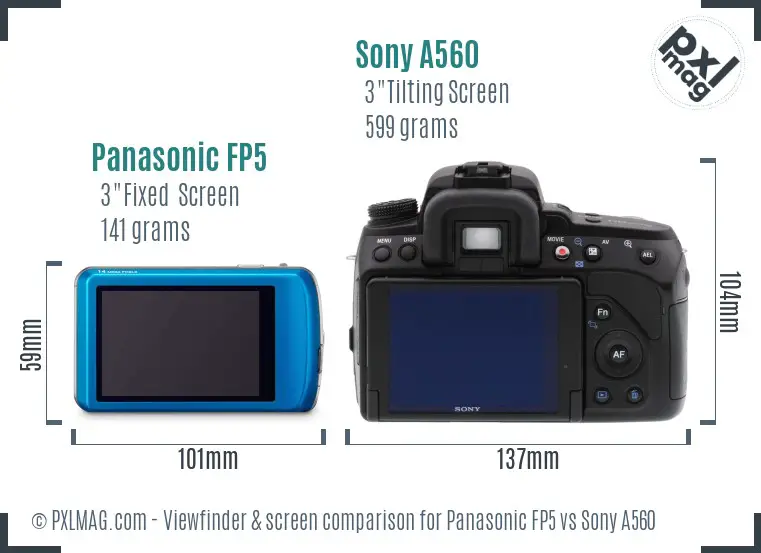 Panasonic FP5 vs Sony A560 Screen and Viewfinder comparison
