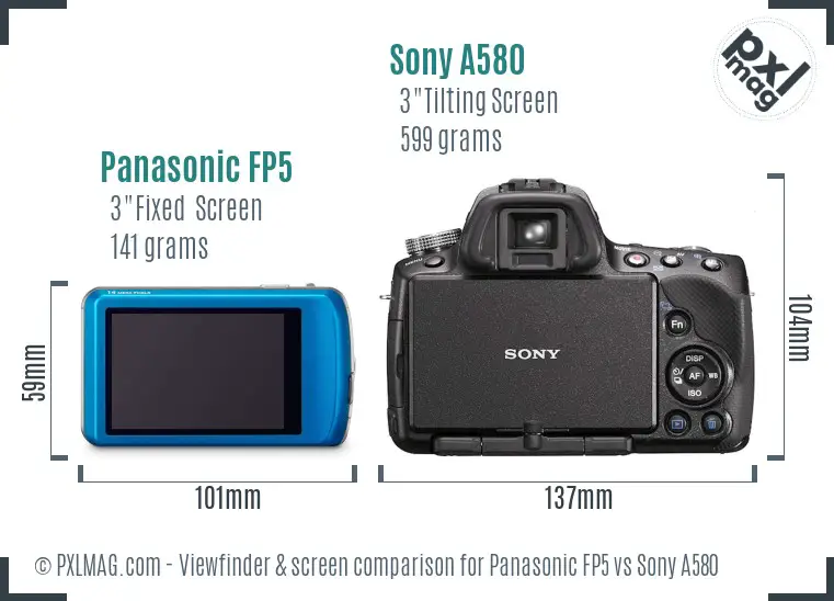 Panasonic FP5 vs Sony A580 Screen and Viewfinder comparison