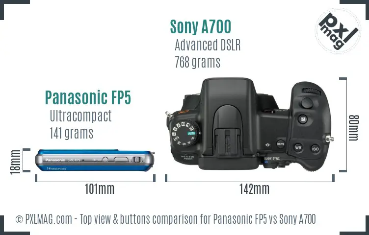 Panasonic FP5 vs Sony A700 top view buttons comparison