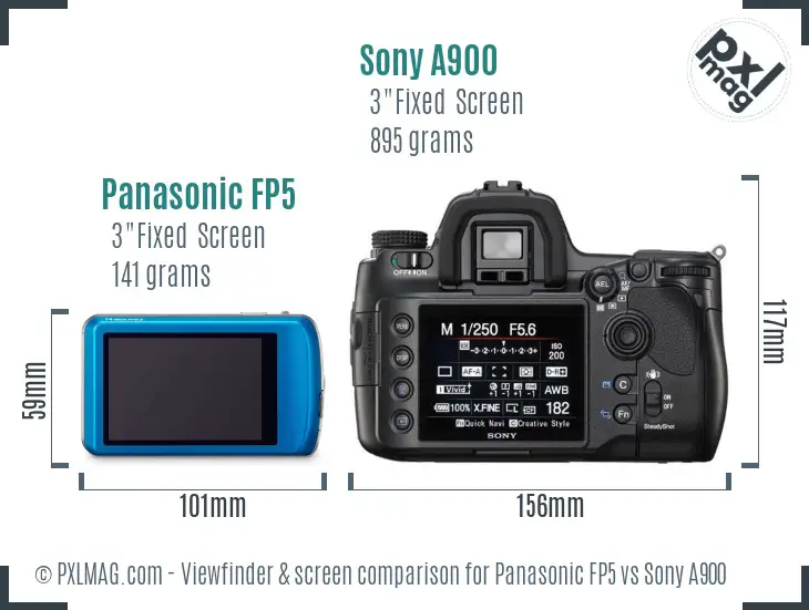 Panasonic FP5 vs Sony A900 Screen and Viewfinder comparison