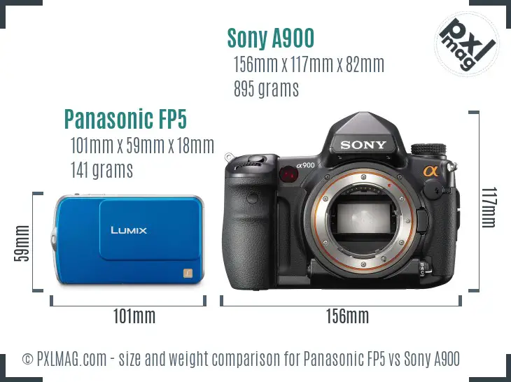 Panasonic FP5 vs Sony A900 size comparison