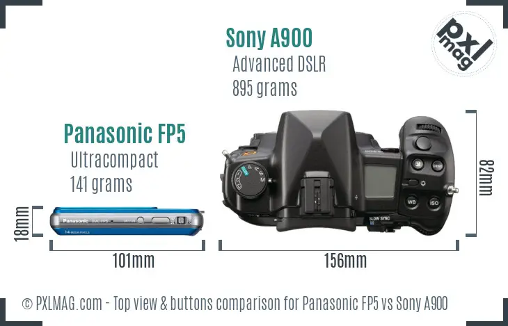 Panasonic FP5 vs Sony A900 top view buttons comparison
