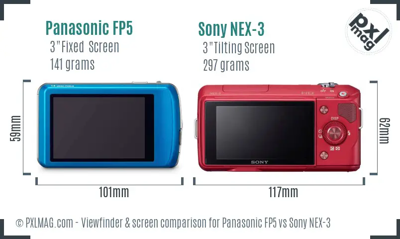 Panasonic FP5 vs Sony NEX-3 Screen and Viewfinder comparison