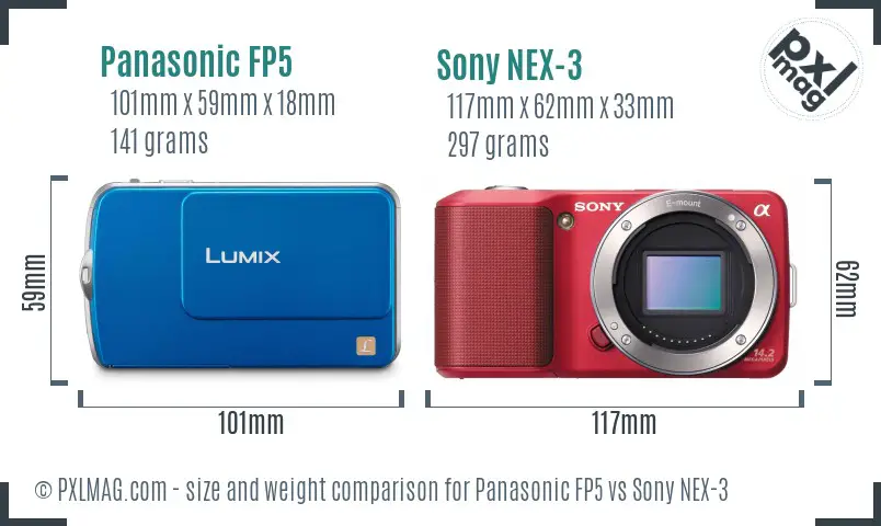 Panasonic FP5 vs Sony NEX-3 size comparison
