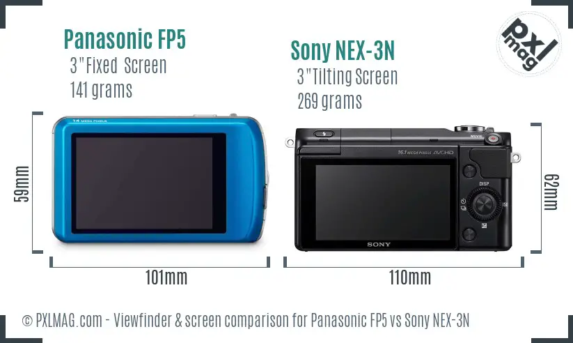 Panasonic FP5 vs Sony NEX-3N Screen and Viewfinder comparison