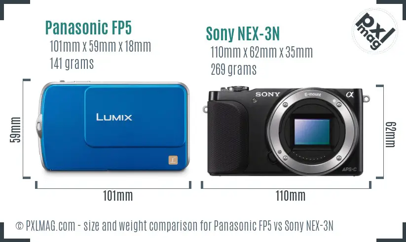 Panasonic FP5 vs Sony NEX-3N size comparison