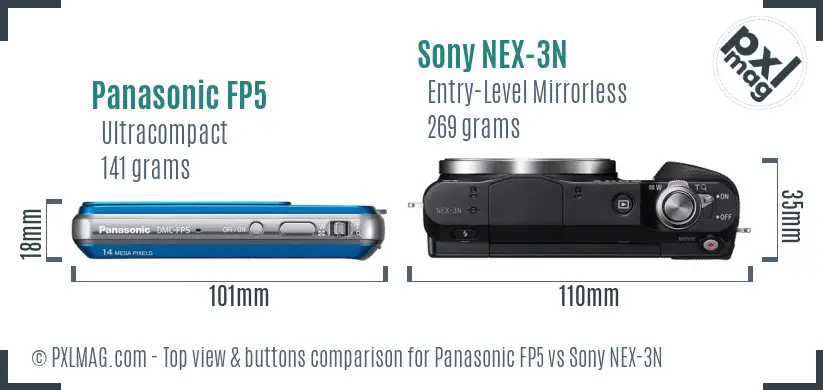 Panasonic FP5 vs Sony NEX-3N top view buttons comparison