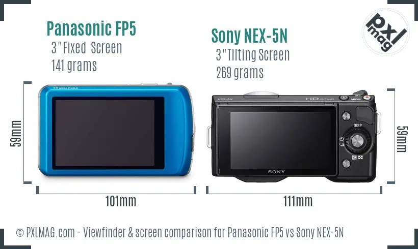 Panasonic FP5 vs Sony NEX-5N Screen and Viewfinder comparison