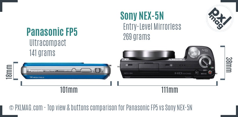 Panasonic FP5 vs Sony NEX-5N top view buttons comparison